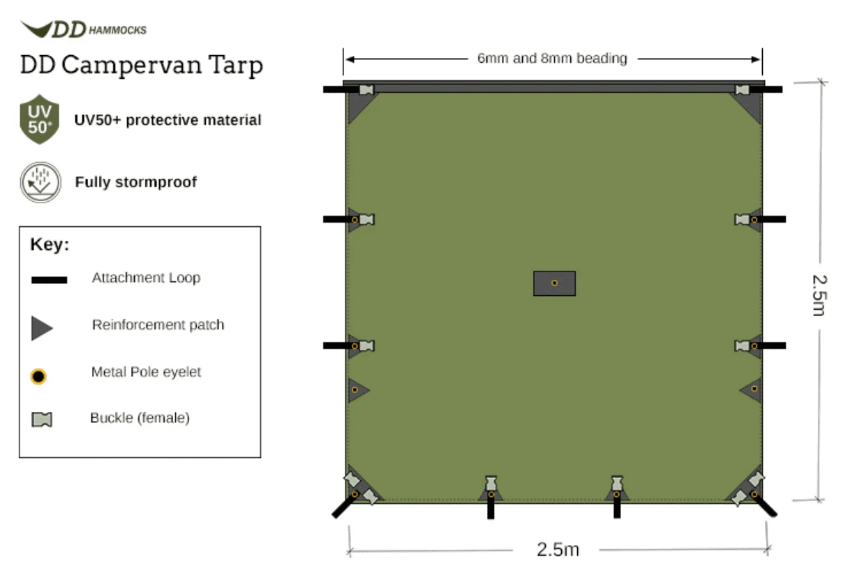DD Hammocks Campervan Tarp - Olive Green - Image 3