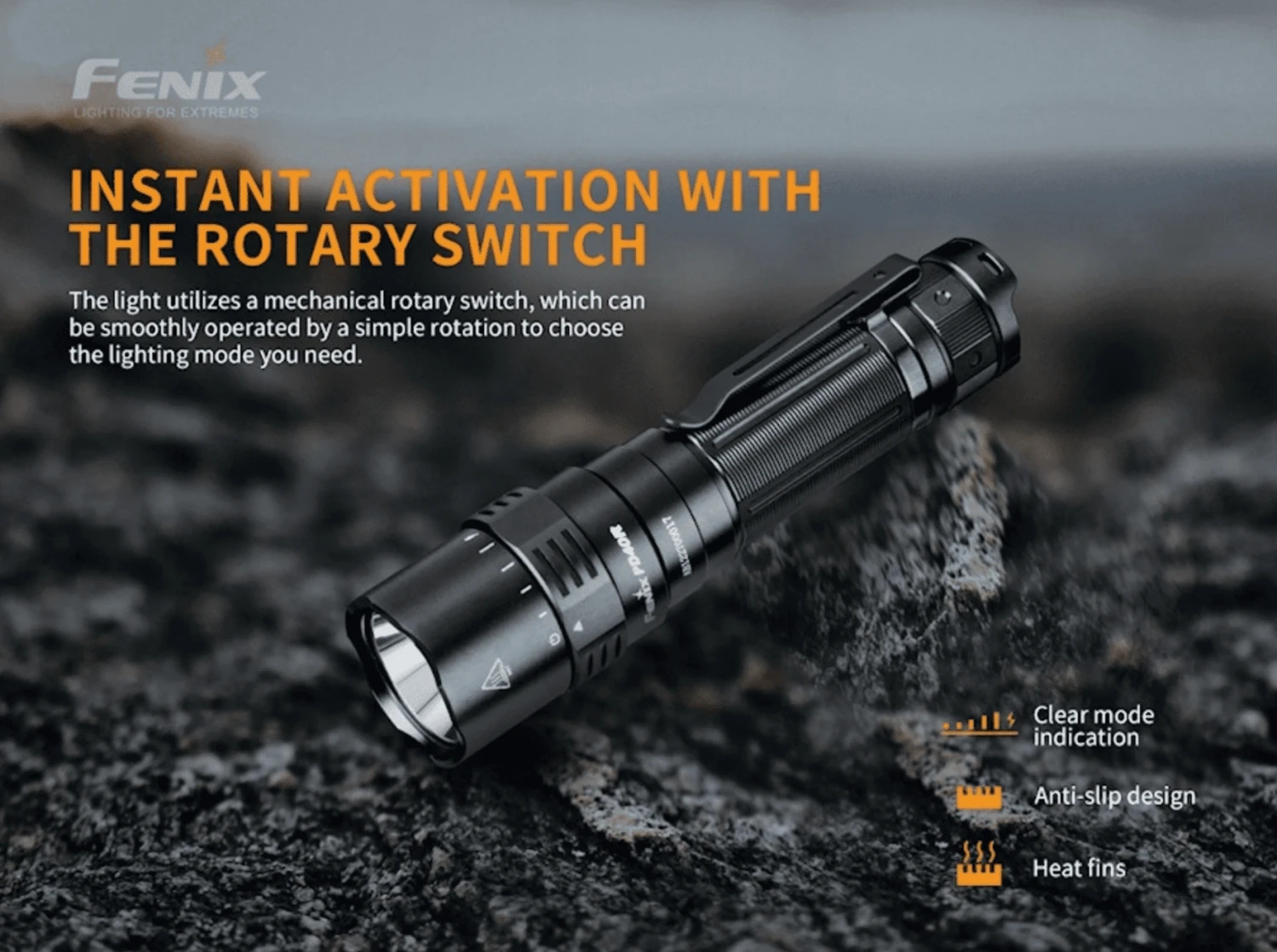 Fenix PD40R V2.0 3000 Lumen Mechanical Rotary Switching Rechargeable Flashlight Torch - Image 5