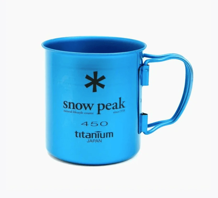 Snow Peak Titanium Single Wall 450ml Coloured Mug - Blue