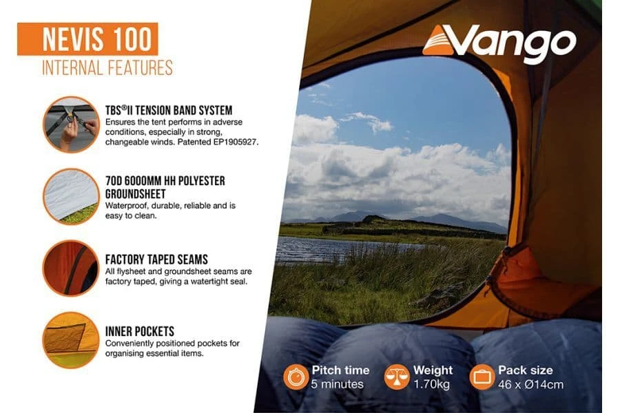 Vango Nevis 100 1 Man Backpacking Tent - Image 5